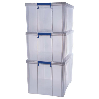 BANKERS BOX ProStore 2 x 70L 1 x 85L Clear Plastic Storage Boxes with Lids
